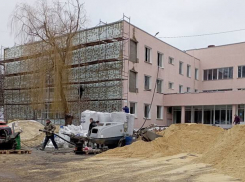 Московские строители утепляют и укрепляют фасад луганской гимназии №60