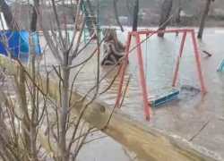 Река Деркул вышла из берегов и затопила три моста и детскую площадку в Беловодске