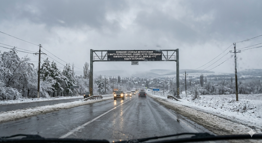 5 марта в ЛНР ожидаются мокрый снег и гололедица