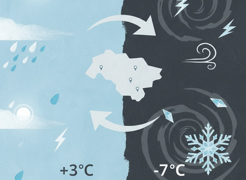 Температурные качели от +3 до −7 ждут ЛНР 31 января